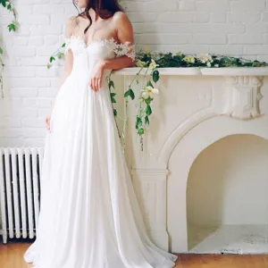 Off The Shoulder Long White Lace Prom Dresses Wedding Tulle Strapless Evening Dresses