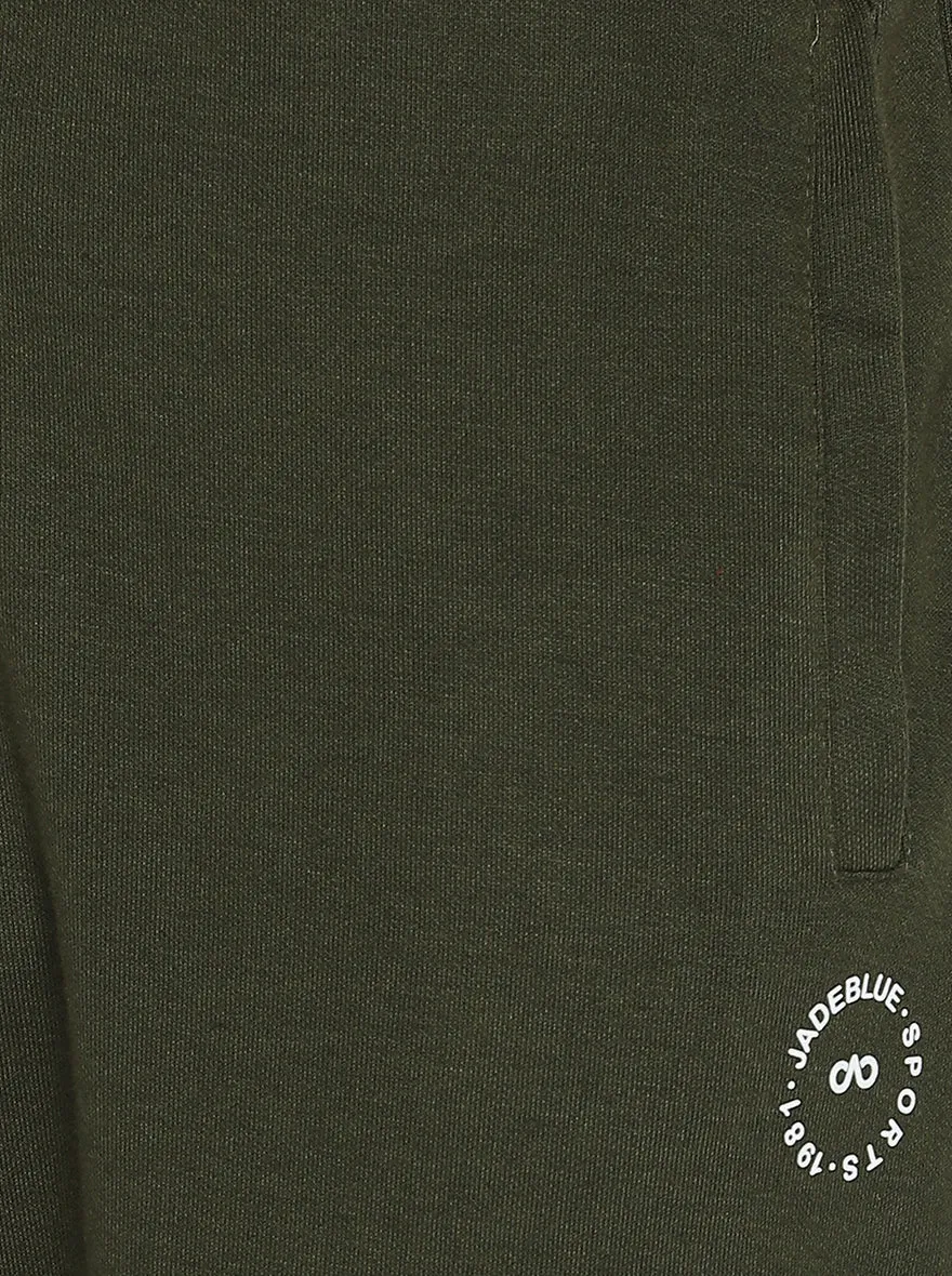 Olive Green Solid Regular Fit Track Pant | JadeBlue
