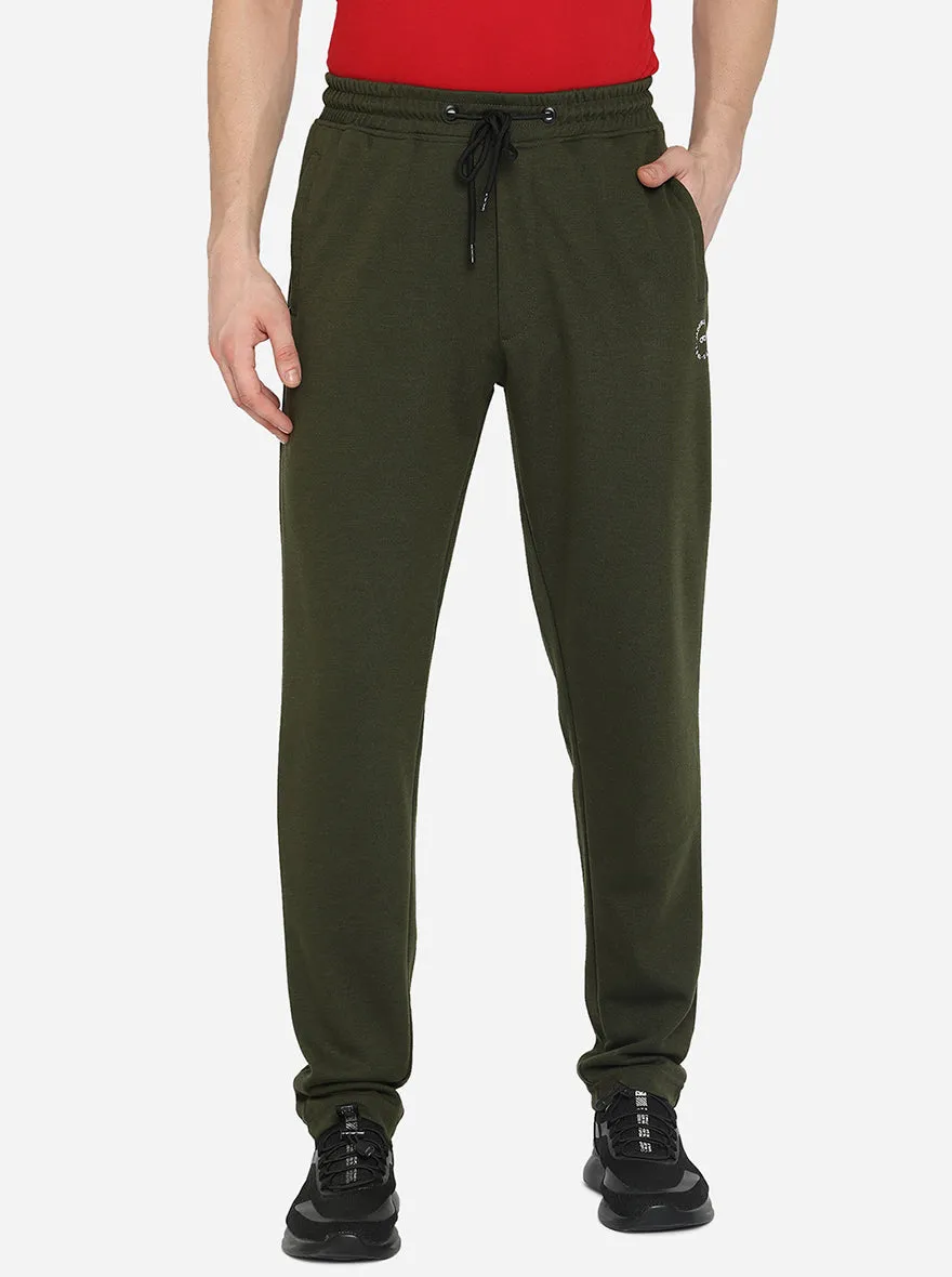 Olive Green Solid Regular Fit Track Pant | JadeBlue