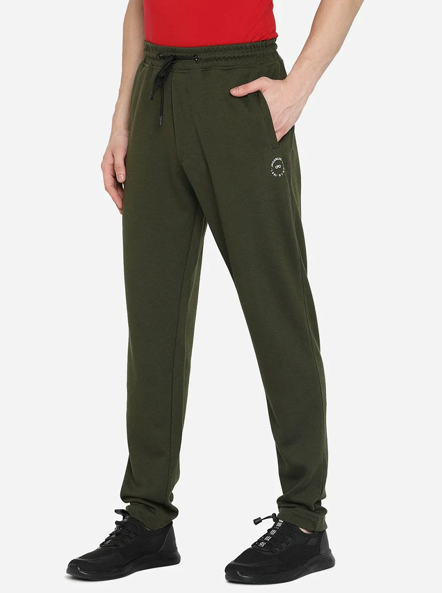 Olive Green Solid Regular Fit Track Pant | JadeBlue