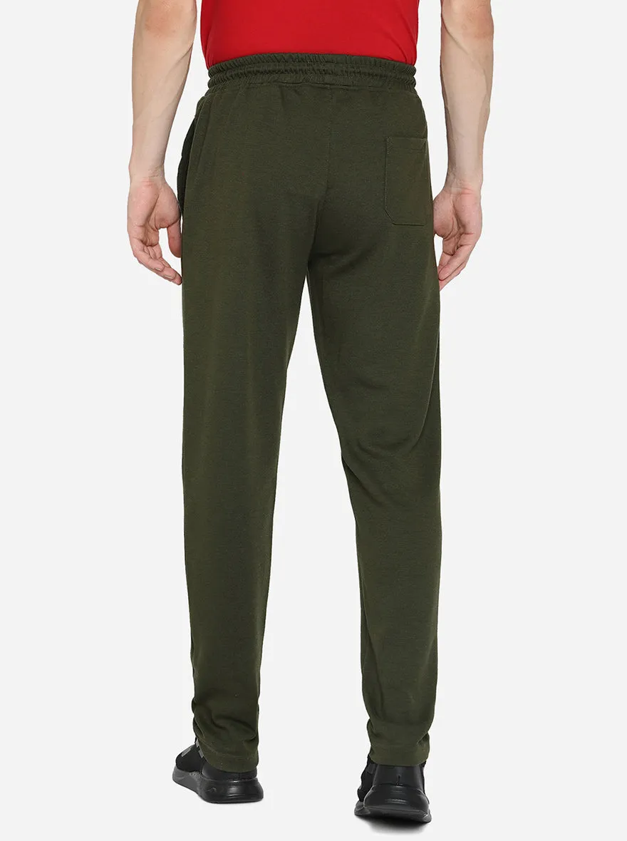 Olive Green Solid Regular Fit Track Pant | JadeBlue