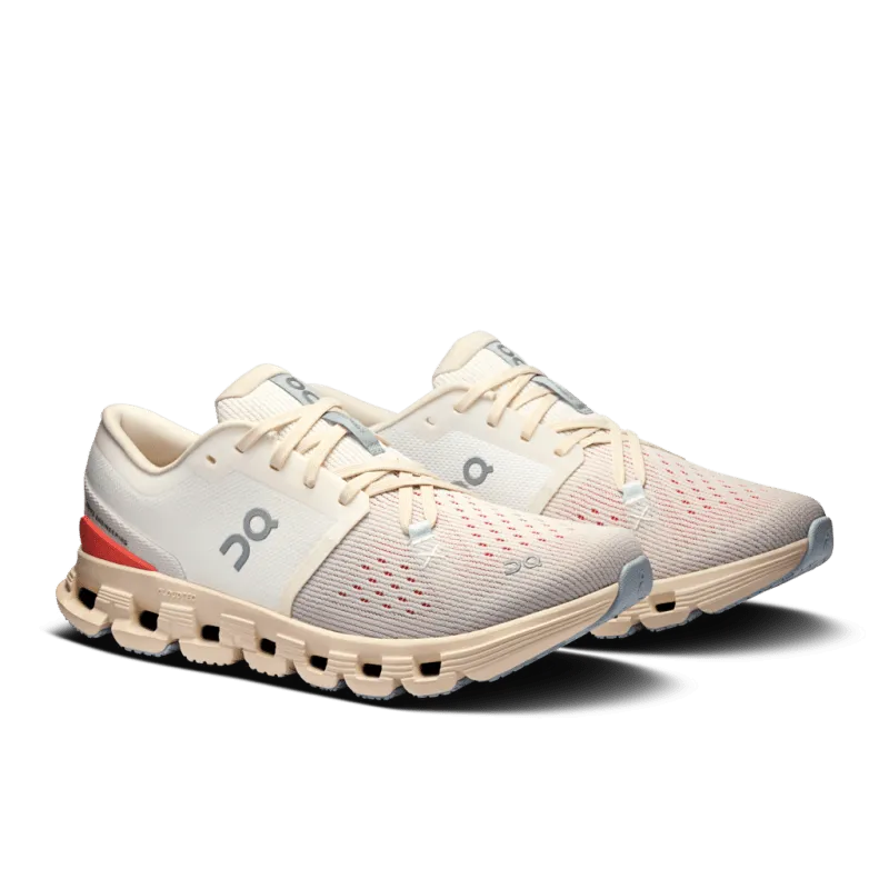 On Women's Cloud X 4 - Ivory/Salmon