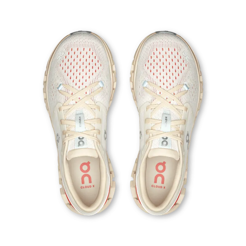 On Women's Cloud X 4 - Ivory/Salmon