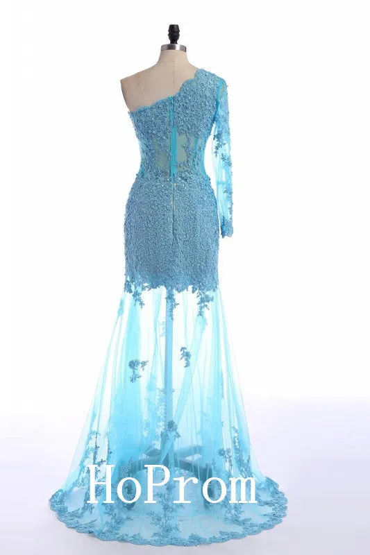 One Shoulder Prom Dresses,Lace Prom Dress,Evening Dress