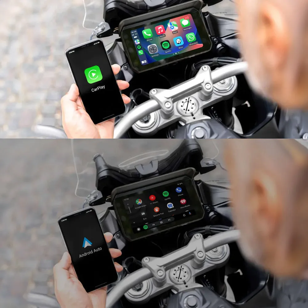 OTTOCAST WIRELESS CARPLAY & ANDROID AUTO 5" SCREEN   CAMERAS FOR MOTORCYCLES IPX7 - Used