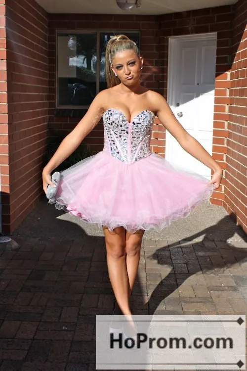 Pink Beading Short Mini Prom Dresses Homecoming Dresses