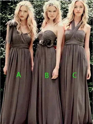 Princess Chiffon Sleeveless Bridesmaid Dresses,Floor Length Bridesmaid Dresses