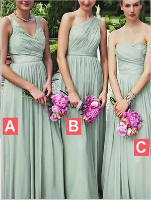 Princess Chiffon Sleeveless Bridesmaid Dresses,Floor Length Bridesmaid Dresses