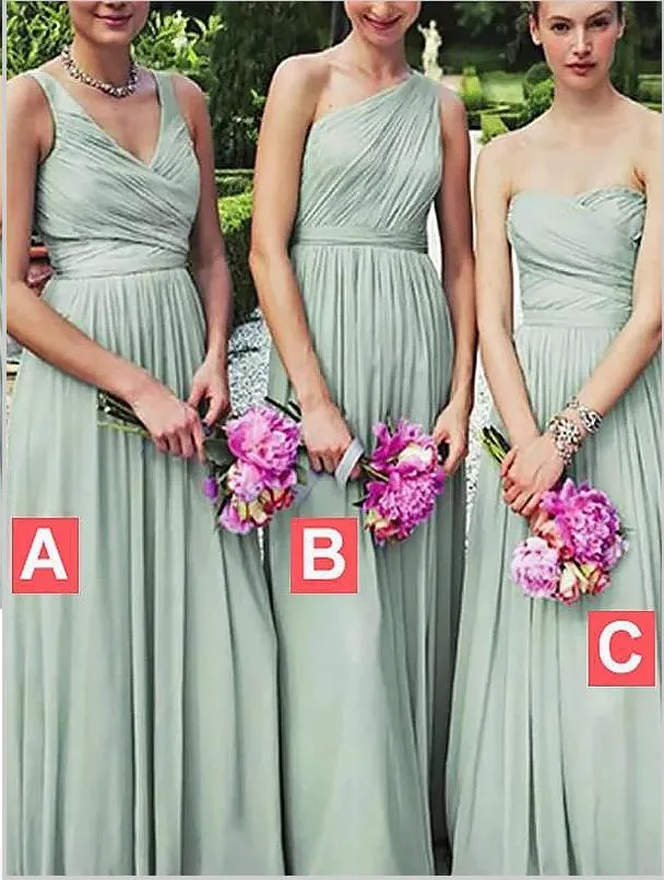 Princess Chiffon Sleeveless Bridesmaid Dresses,Floor Length Bridesmaid Dresses