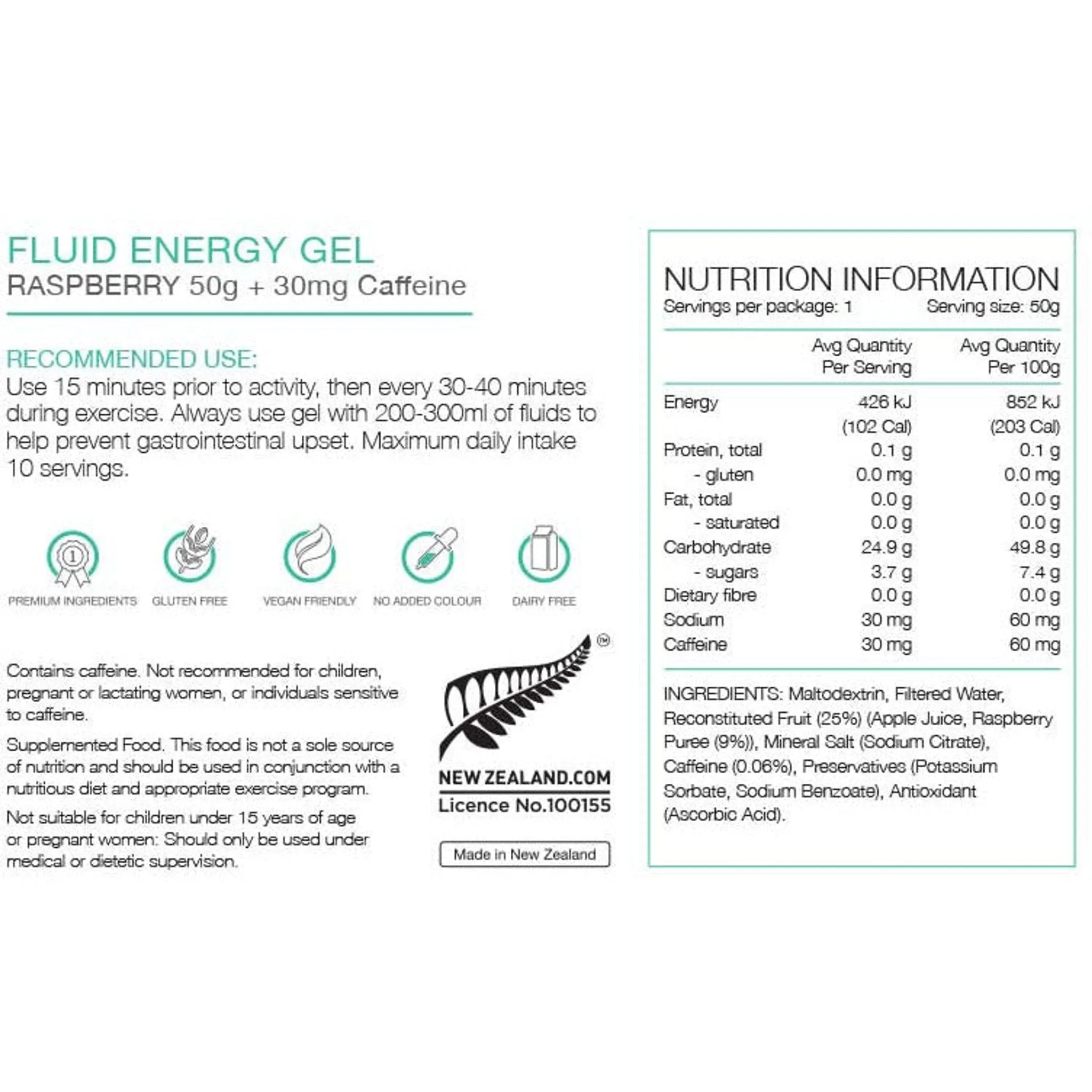 Pure Sports Nutrition - Pure Fluid Energy Gel 50g