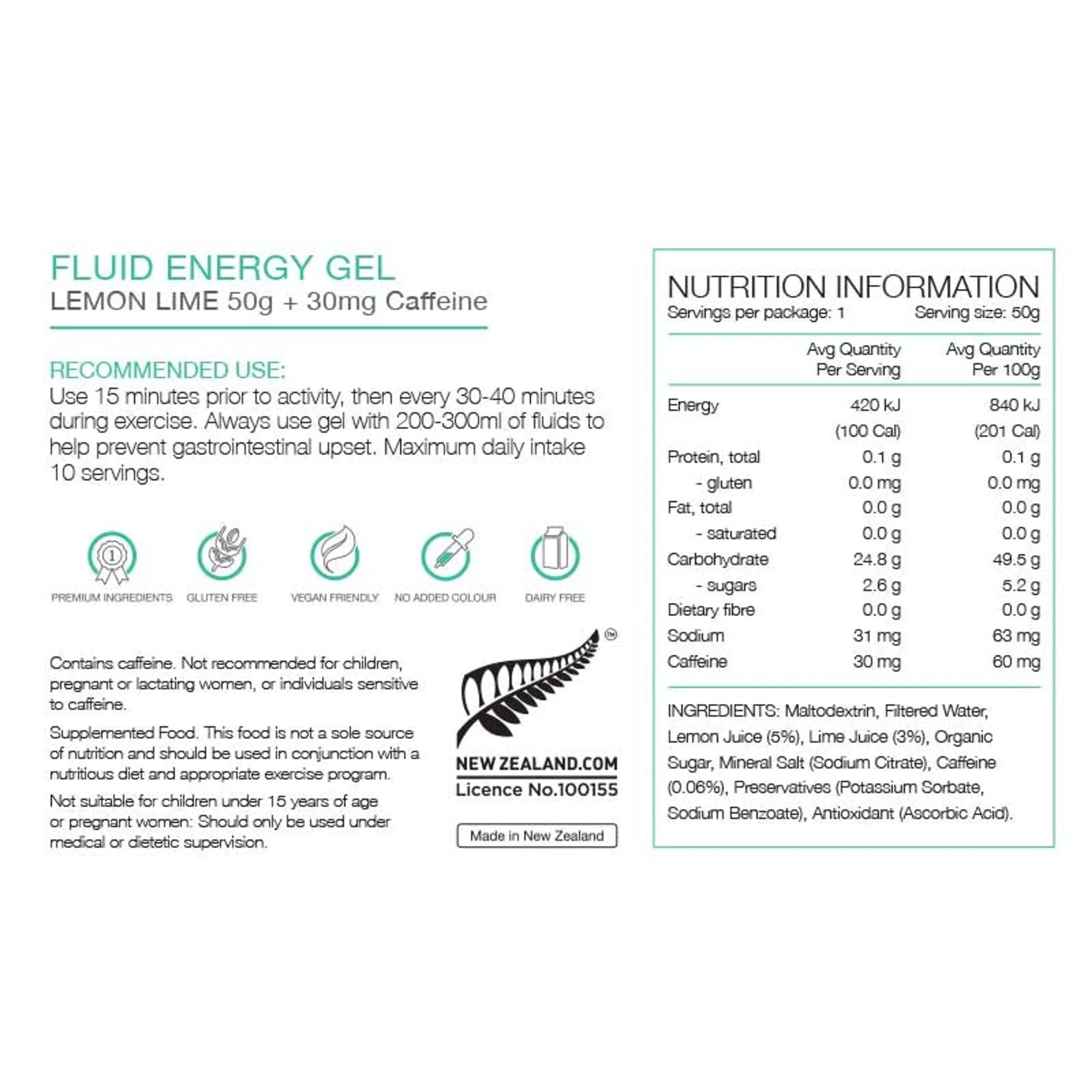 Pure Sports Nutrition - Pure Fluid Energy Gel 50g