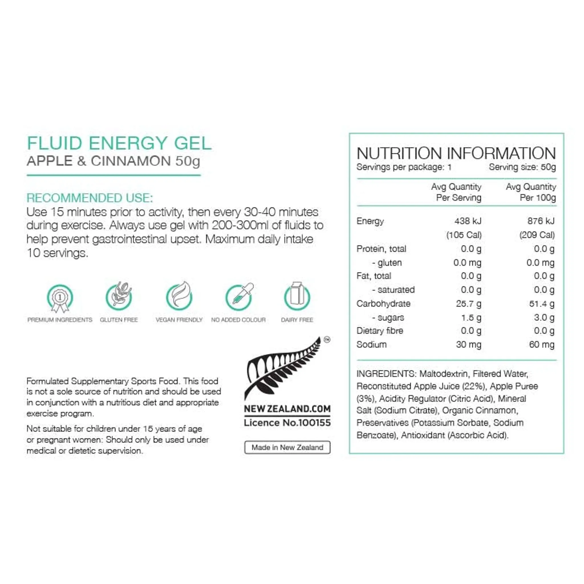 Pure Sports Nutrition - Pure Fluid Energy Gel 50g