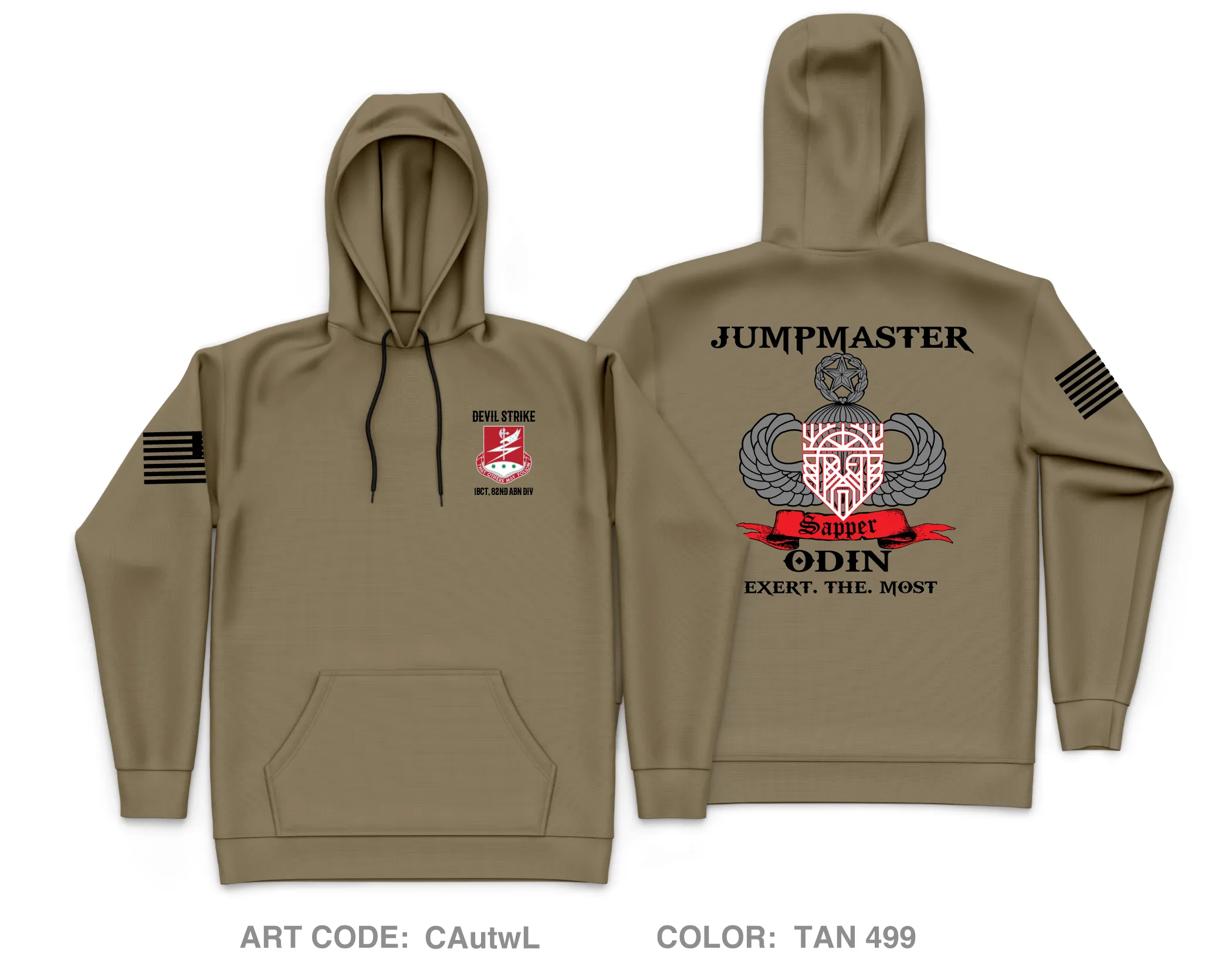 "Odin", 127th AEB, 1BCT 82ND Fundraising Collection Core Men's Hooded Performance Sweatshirt - CAutwL