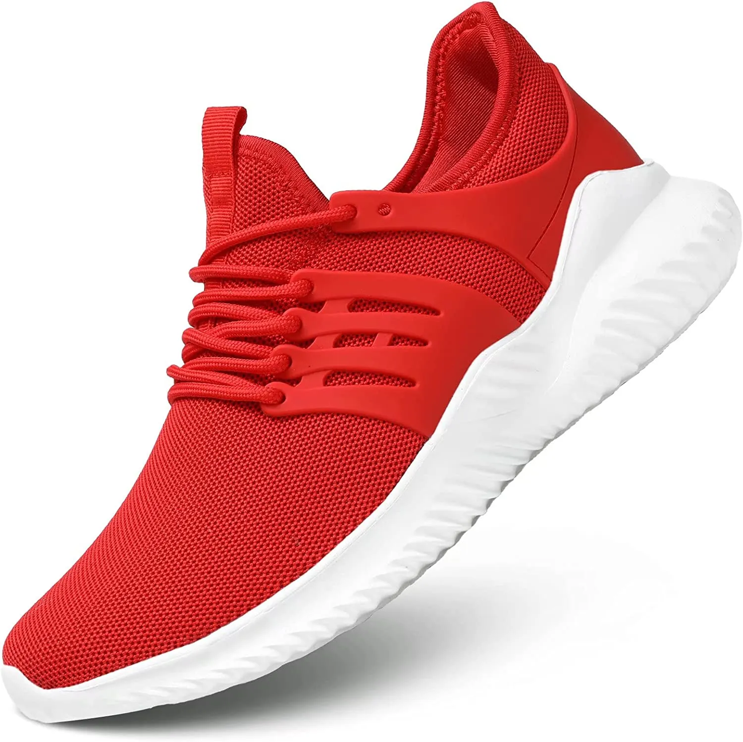 RED LIGHTWEIGHT MESH WORKOUT SHOES