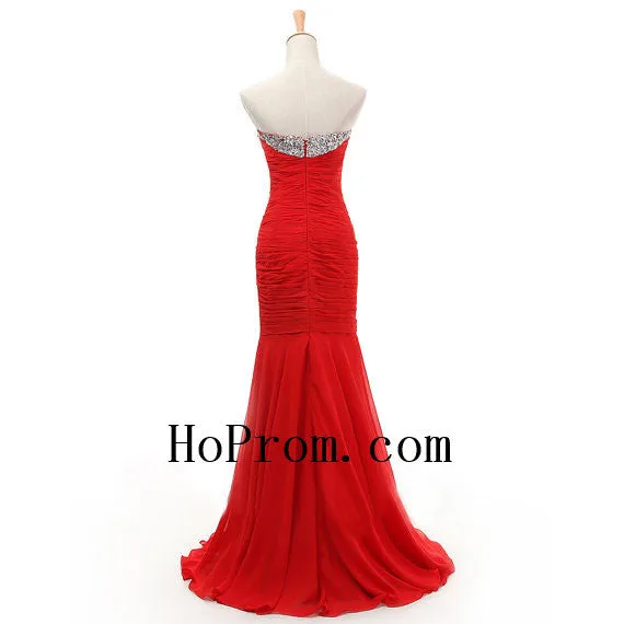 Red Mermaid Prom Dresses,Long Prom Dress,Evening Dress