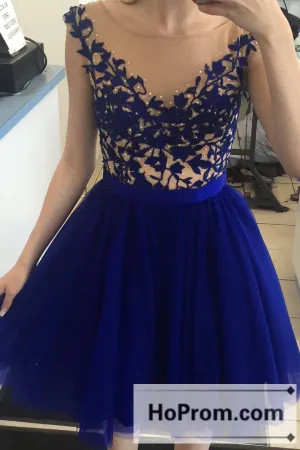 Royal Blue Open Back Prom Dresses Homecoming Dresses