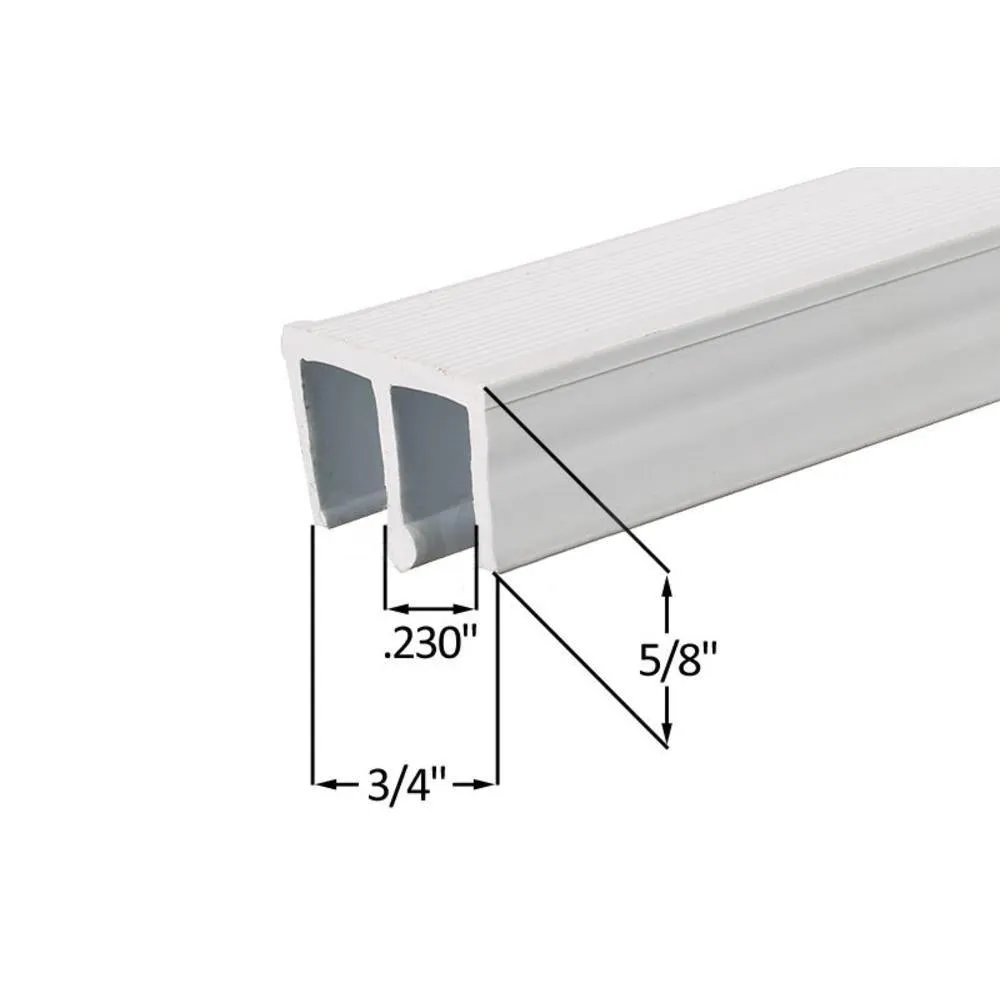 Showcase Upper Track for Sliding Glass or Wood Door Panels - For 3/16" Thick Material