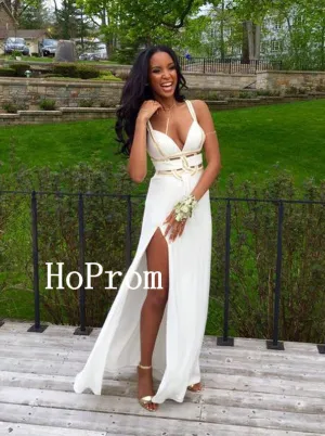 Spaghetti Straps Prom Dresses,White Long Prom Dress,Evening Dress