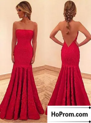 Strapless V-Back Mermaid Prom Dress Evening Dresses