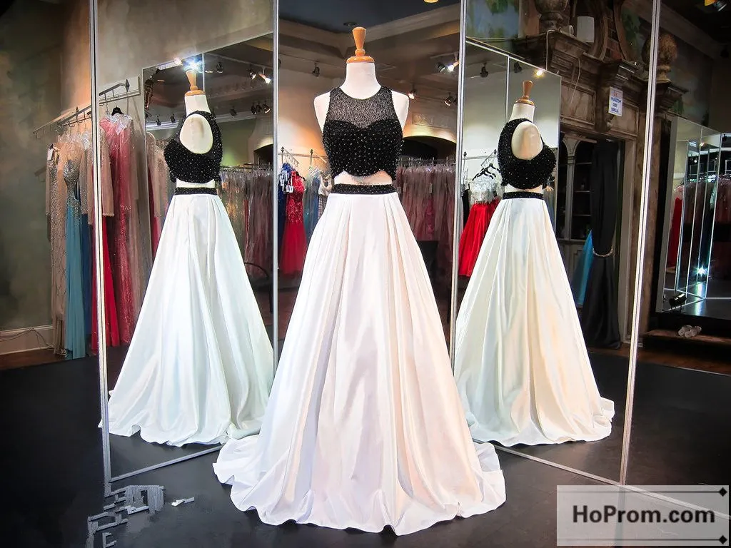 Sweep-Train Beads Two-Piece Prom Dress Evening Dresses