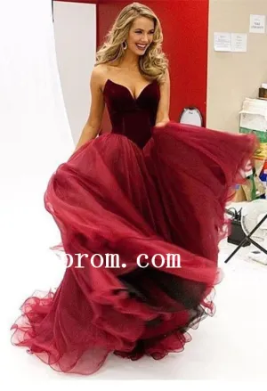 Sweetheart Prom Dresses,Long Tulle Prom Dress,Evening Dress