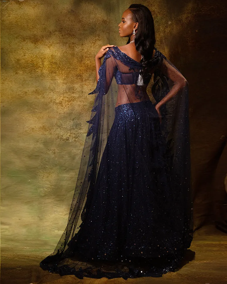 The Shimmering Blue Trail Lehenga