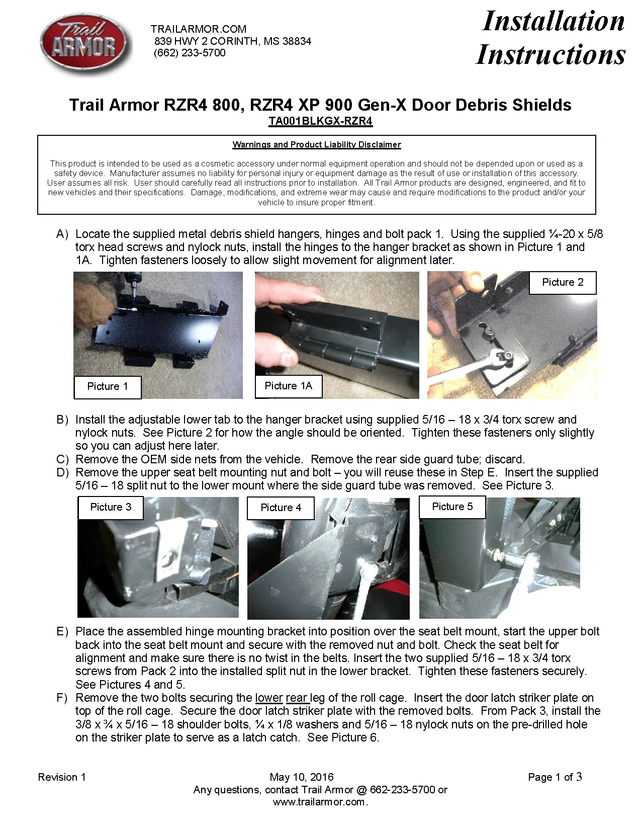 Trail Armor RZR4 800, RZR4 XP 900 GenX Doors