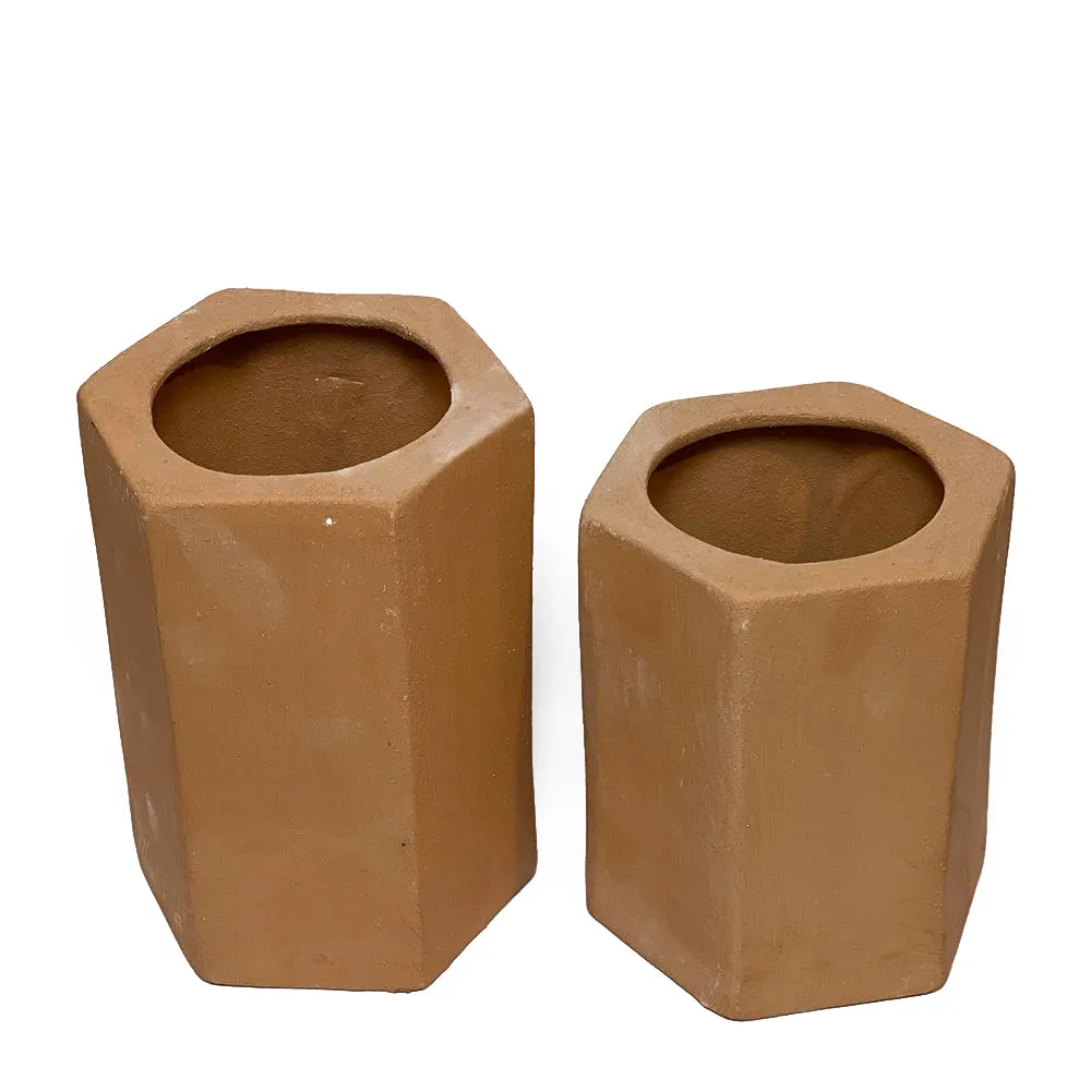 Trail Terracotta Hexagonal Vase