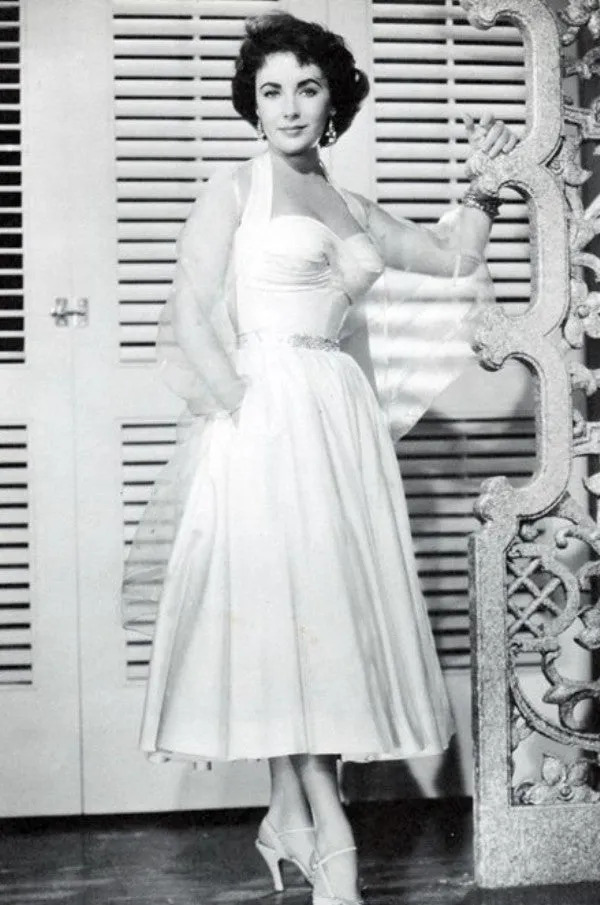 White Halter Elizabeth Taylor Dress A Line