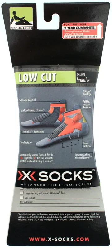 X-SOCKS LOW CUT Casual Breathe MSRP $24 US 11.5 - 13 EU 45 - 47 Black NEW