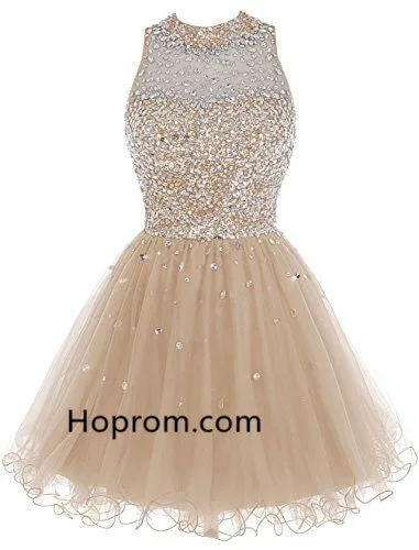 Yellow Chiffon Homecoing Dress, Beadings Homecoing Dress