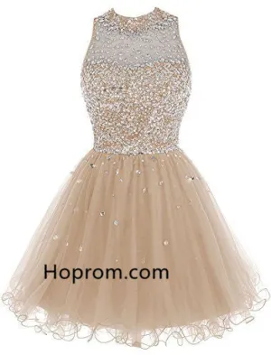 Yellow Chiffon Homecoing Dress, Beadings Homecoing Dress